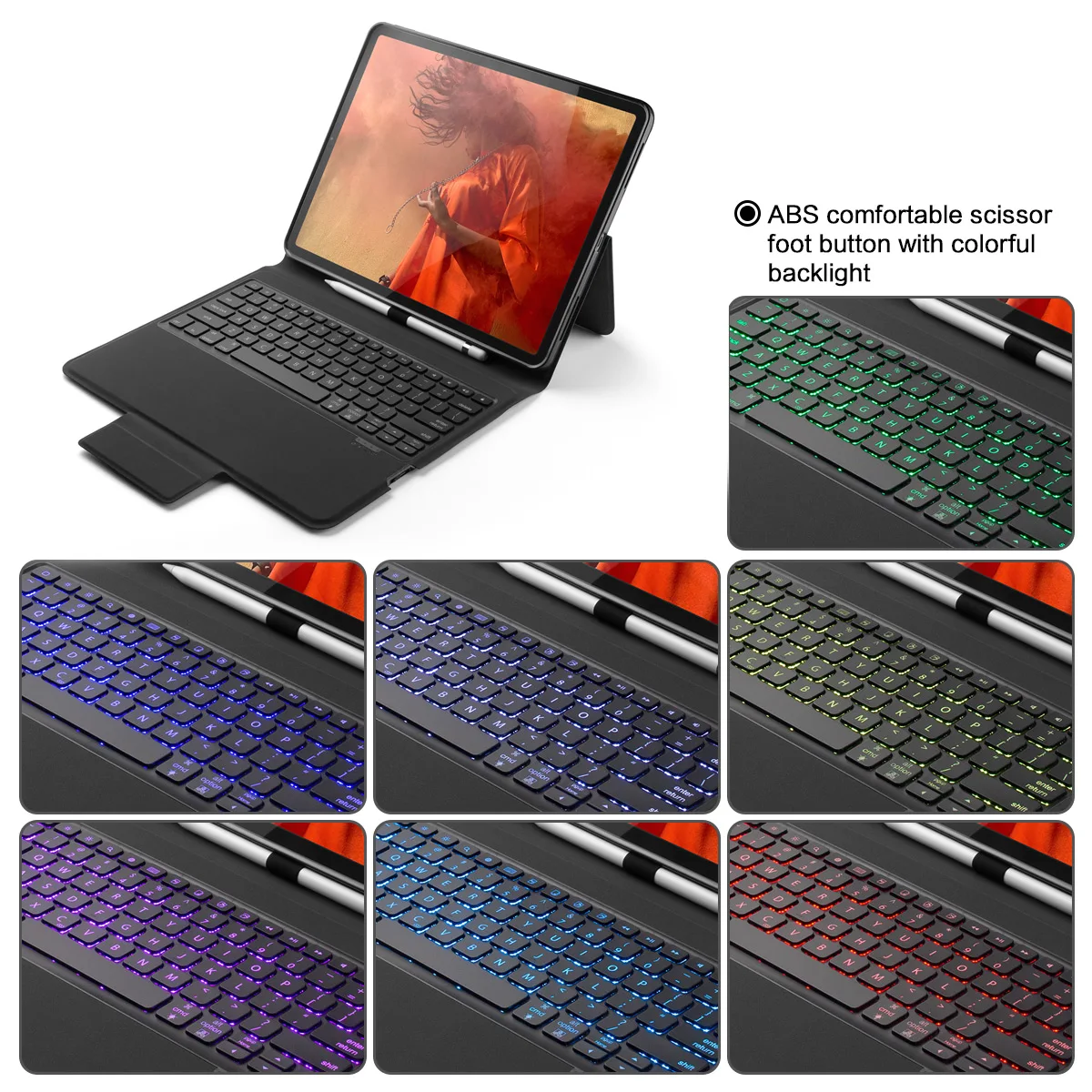 Для iPad Pro 12 9 2018 чехол для клавиатуры кожаный 7 цветов подсветка США клавиатура