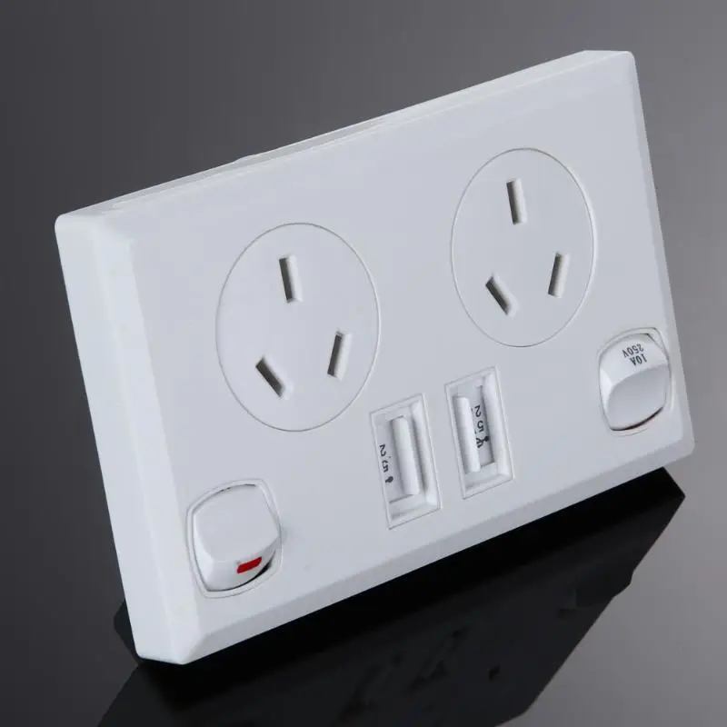 Двойной usb зарядное Мощность разъем 250V 10A Стандартный сетевую розетку домашней