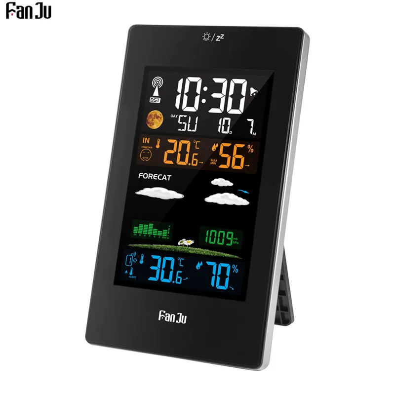 FanJu FJ3389 Будильник Метеостанция Цифровой термометр гигрометр беспроводной датчик