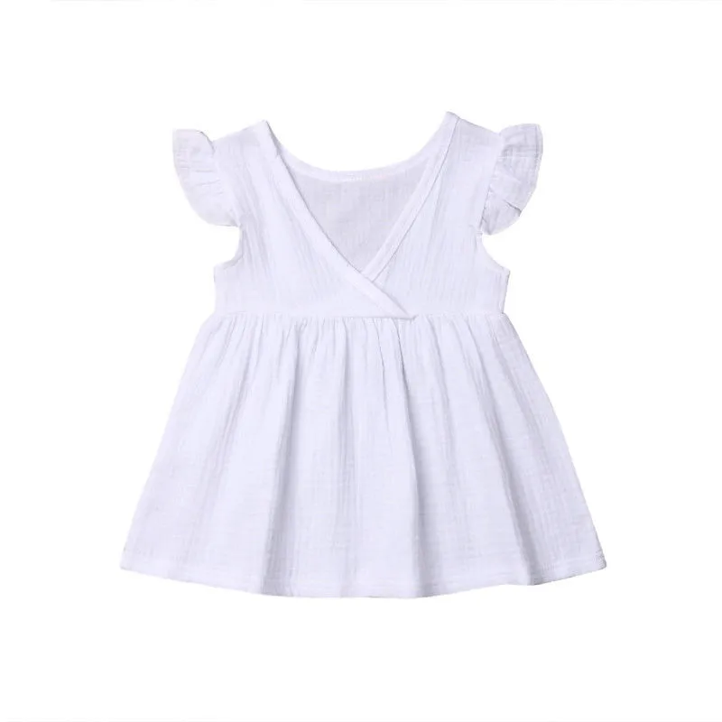 Fashion Toddler Kids Baby Girl Casual Dress Sleeveless Solid Color Party Sundress O-Neck Family Clothes Cotton Hot Sale | Детская одежда