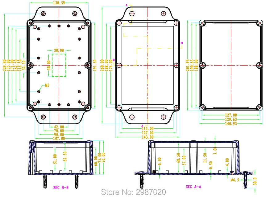 260*143*75 мм пластиковый электронный проектный блок управления DIY IP68