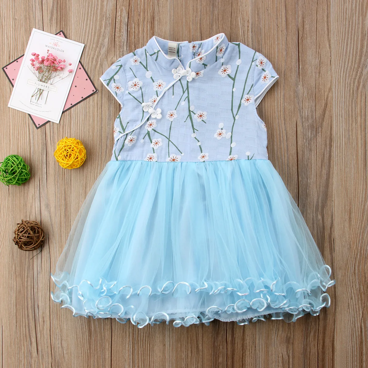 Cheongsam/стильное детское платье для маленьких девочек Вечерние платья-пачки