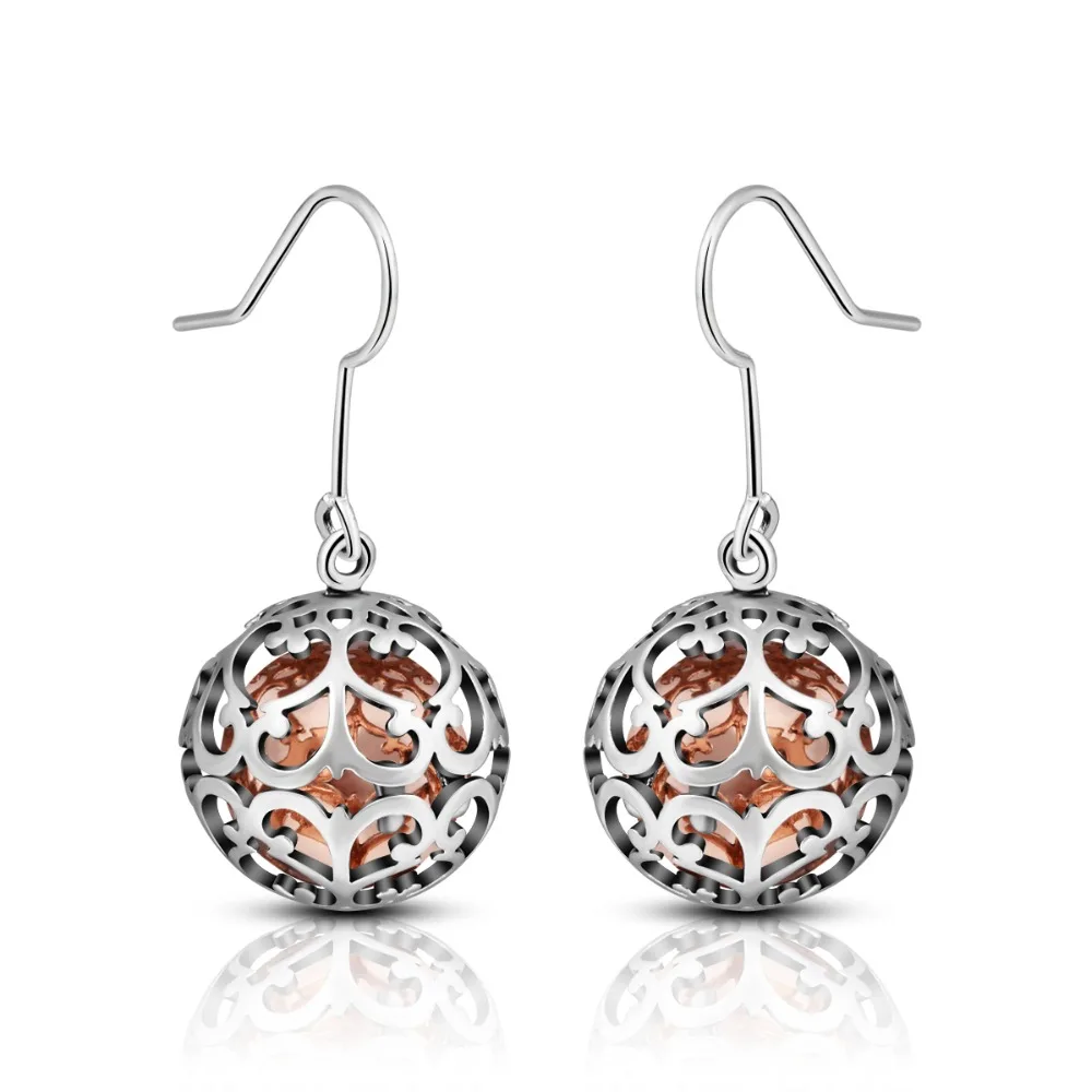 

Eudora copper Harmony Locket Cage Drop Earrings fit 12mm inner Sounds Ball Earring Sounding Bola Women's Fashion Jewelry HER017