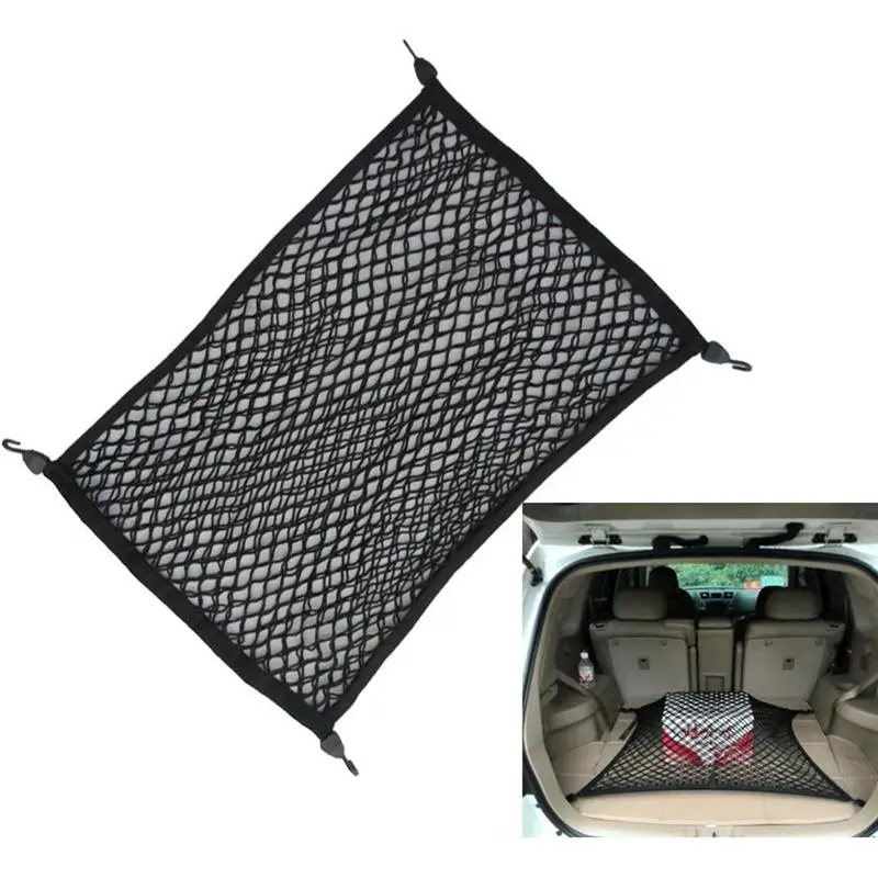 80 * 60cm Universal Car Trunk Cargo Luggage Rear Storage Organizer Elastic Net Mesh Bracket 4 Plastic Hooks Auto | Автомобили и