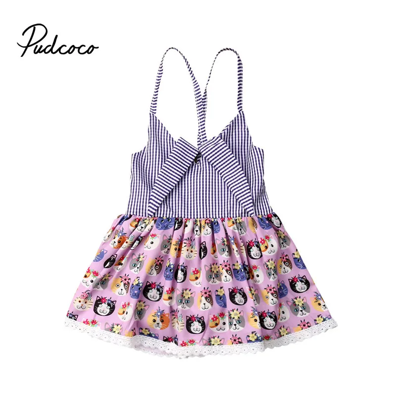 Pudcoco/модные детские платья с героями мультфильмов для маленьких девочек Bebe