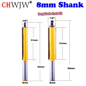 1 шт. 8 мм хвостовик с длинным лезвием флеш-бит фрезерный концевой подшипник для деревообрабатывающего режущего инструмента
