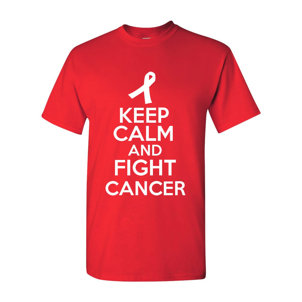 Keep Calm And Fight Cancer Disease Novelty Statement Graphics Adult T-Shirt Tee |