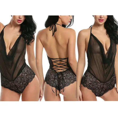 Сексуальная Женская одежда для сна нижнее белье платье Babydoll стринги кружева