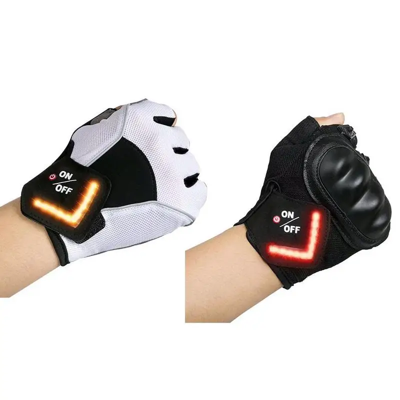 

Motorcycle Riding Half Finger Gloves Non-slip Handguard Outdoor Cycling LED Turn Signal Mountain Bike Short Finger Gloves M/L/XL