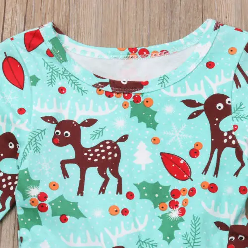 AU Sale Kids Baby Girl Xmas Deer Bell Sleeve Party Toddler Dress Clothes | Детская одежда и обувь