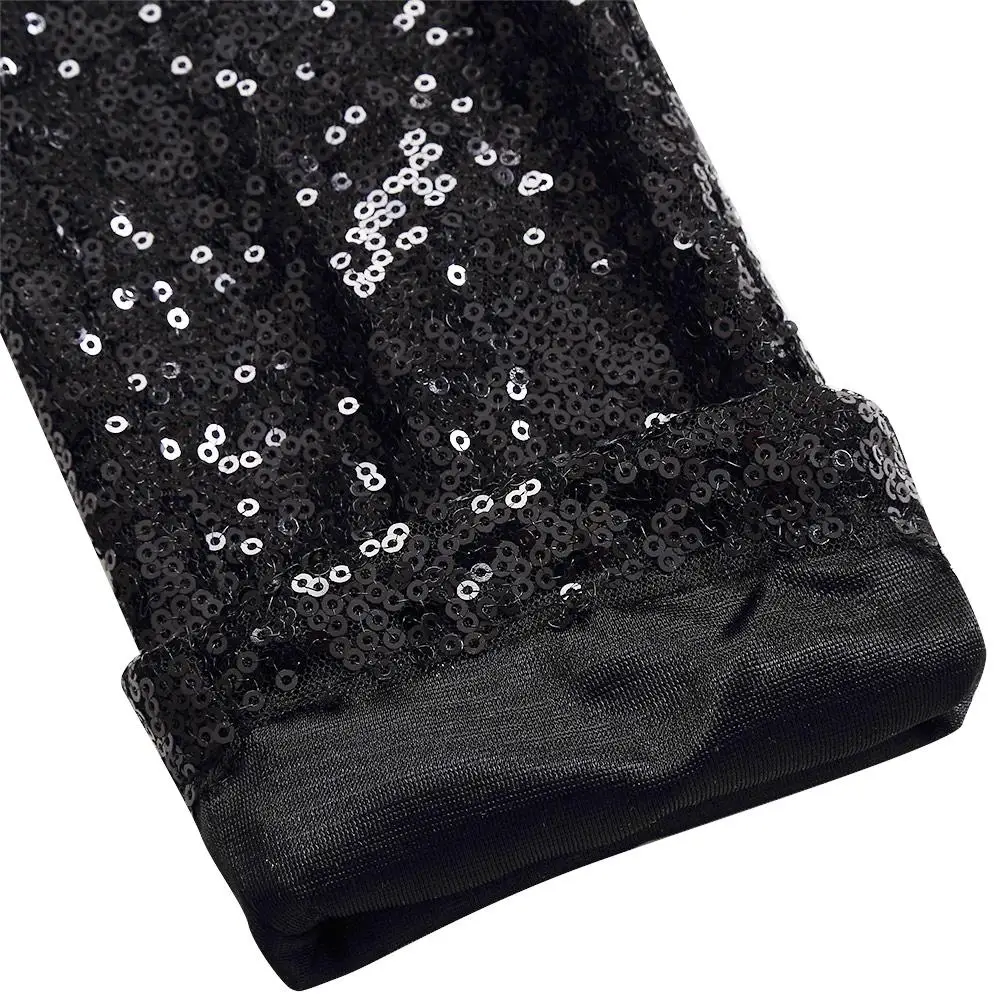 mrwonder Women Leggings Solid Black Color Shiny Sequin Stretch Skinny Legging Pant | Женская одежда