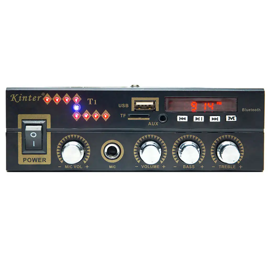 Топ для Bluetooth T1 2.0CH усилитель мощности аудио с микрофоном/USB/TF/FM/AUX Play стерео