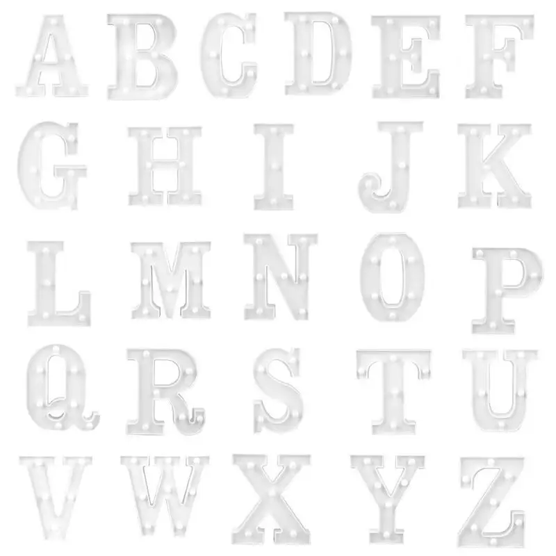 

3D Luminous Letters Night LED Light Creative Alphabet Marquee Sign Light Indoor Wall Hanging Night Lamp Wedding Party Decoration