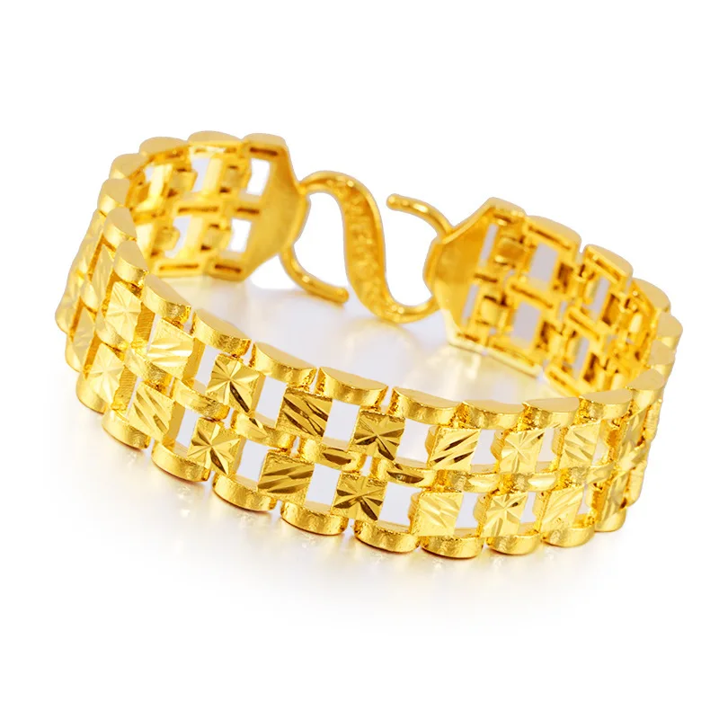 

Покрытые невыцветанием мужские браслеты из Вьетнамского Аллювиального золота 24k модные простые золотые браслеты ювелирные изделия