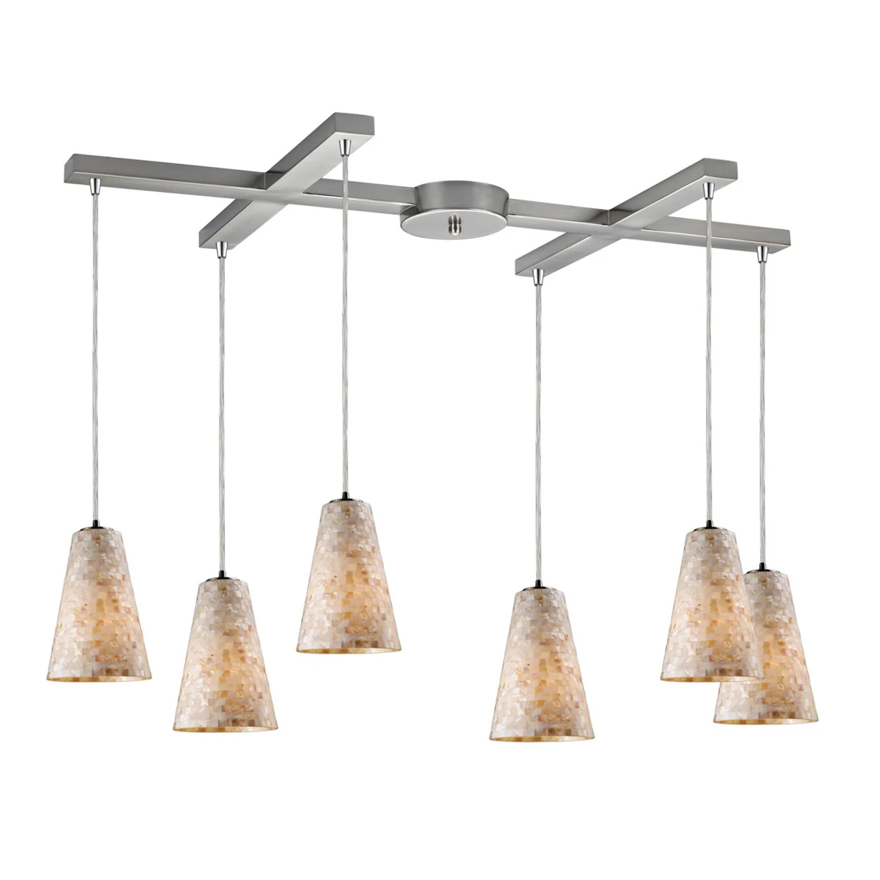 Elk Lighting Капри 6 свет подвеска в атласном никеле и раковина капис 11 &quotH|Настенные
