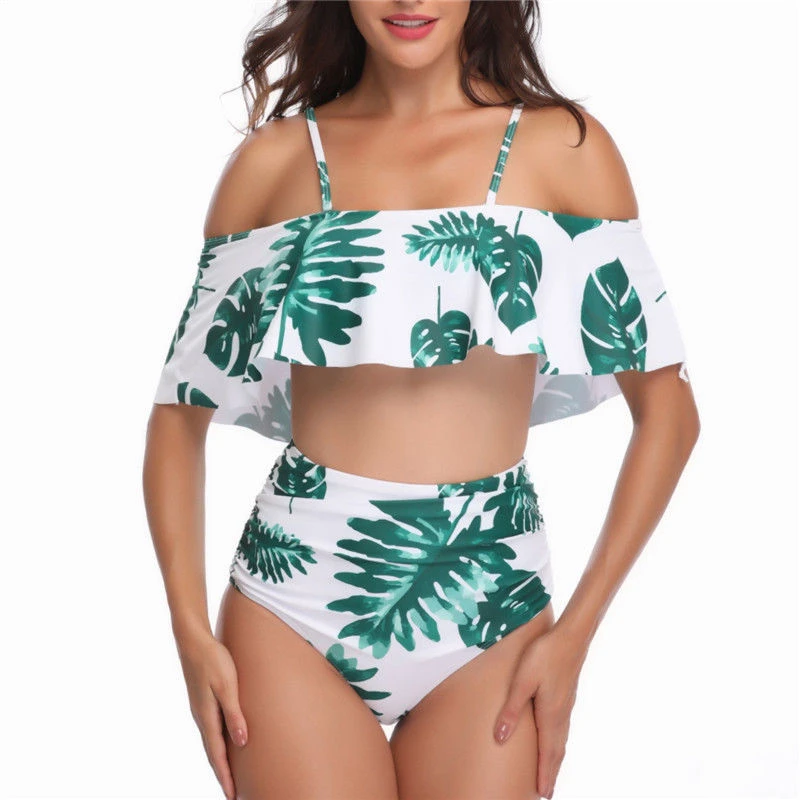 2PCS Sexy Women Bandage Padded Bra Bikini Sets Strappy Hollow Out High Waist Floral Swimsuit Push-up Triangle Swimwear | Спорт и