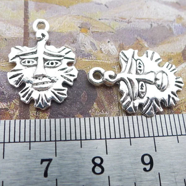 

100pcs Exquisite leaf face charms pendants antique silver alloy Handmade earring bracelet necklace Jewelry DIY Components