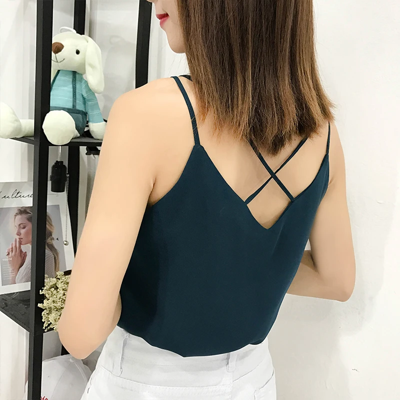 Размеры S 4XL летние женские шифон Camisole Топы майки без рукавов Классические