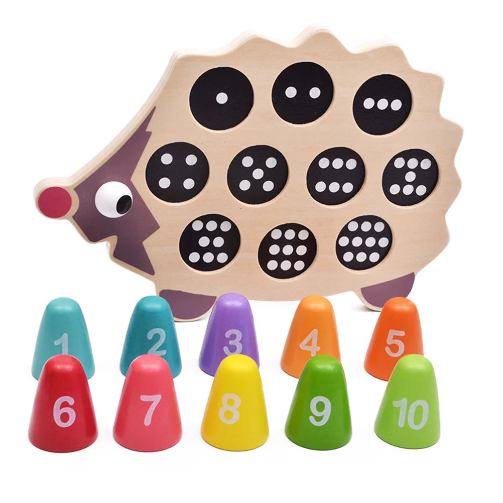 

Baby puzzle toy Match Learning Educational Wood Toy Wooden Hedgehog Shape Digital Matching Puzzles Educational Toy Game Gift