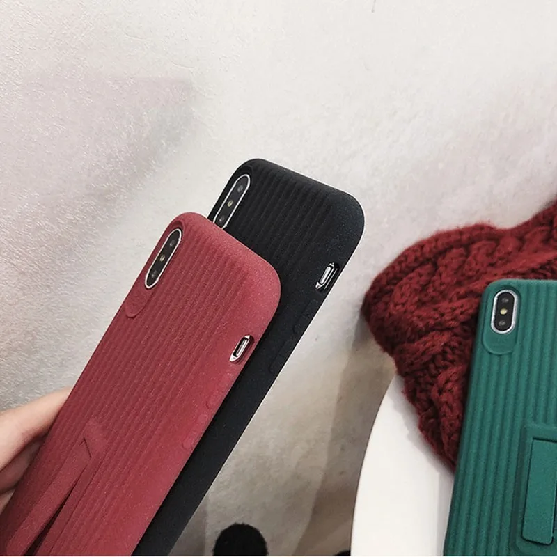 For iphone 6s 6 7 8 Plus XS MAX XR Fashion Trunk Soft Matte Phone Cases X 11 Case Hide Stand Holder Back Cover Capa |