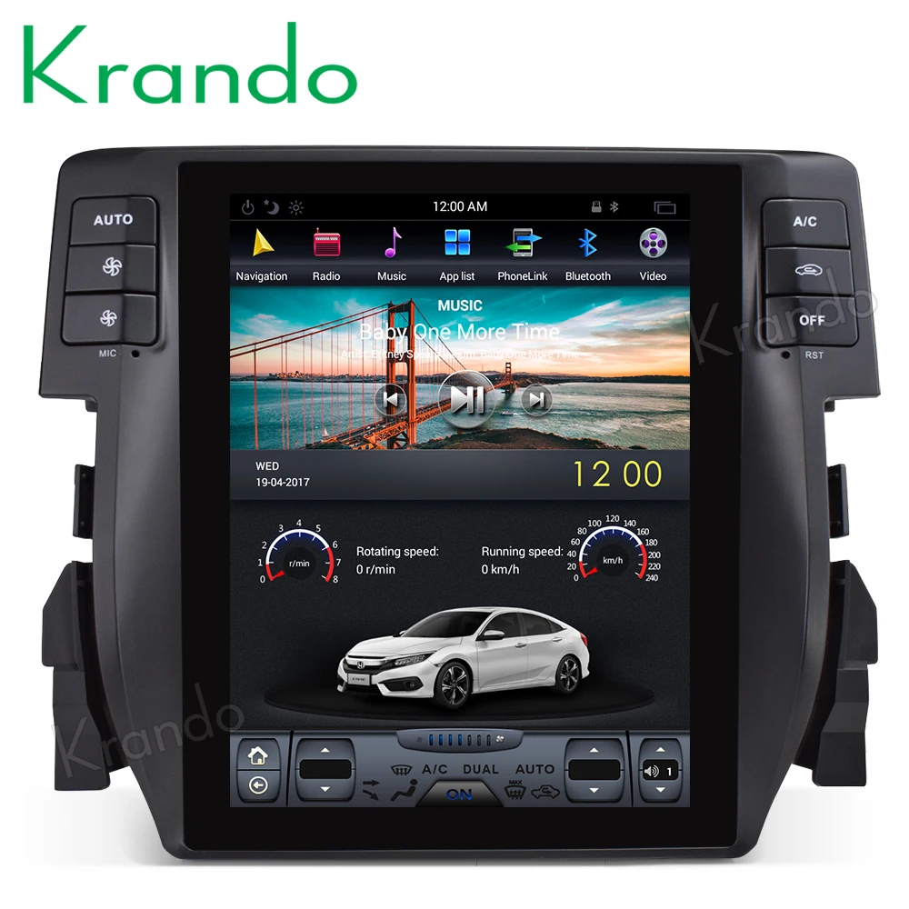 Krando Android 8,1 10," Tesla стиль вертикальный экран автомобиля радио gps Навигация dvd для Honda Civic- мультимедиа системы
