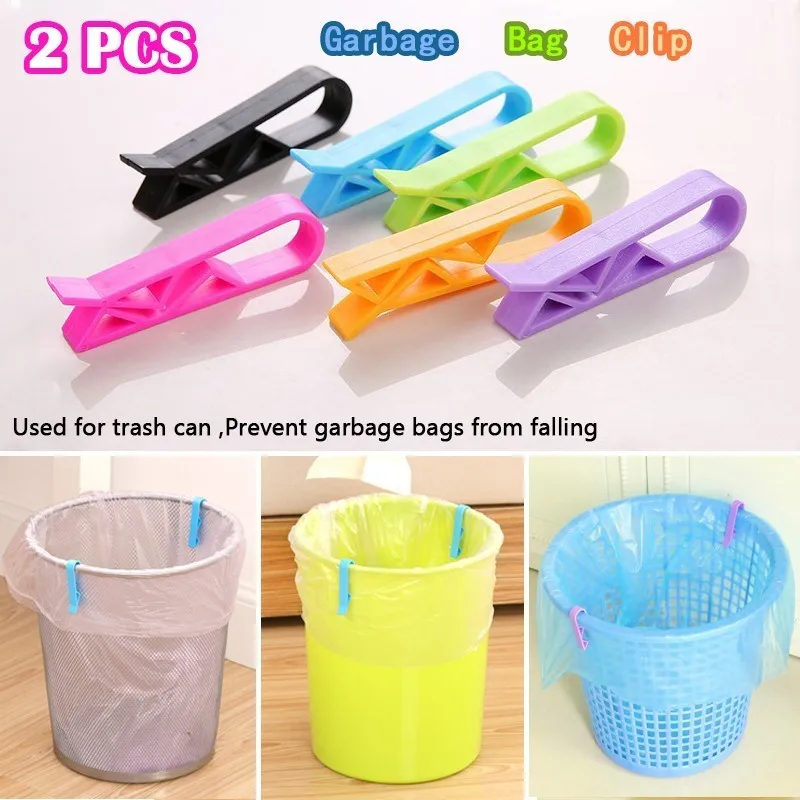 

2 Pcs Garbage Bag Clip Fixed Waste Bin Package Prevent Falling Rubbish Trash Clamp Simple Kitchen Tool Accessories