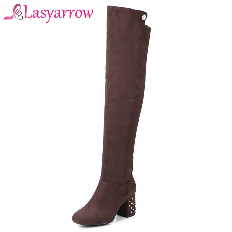 Lasyarrow/модные высокие сапоги до бедра большие размеры Сапоги выше колена обувь на
