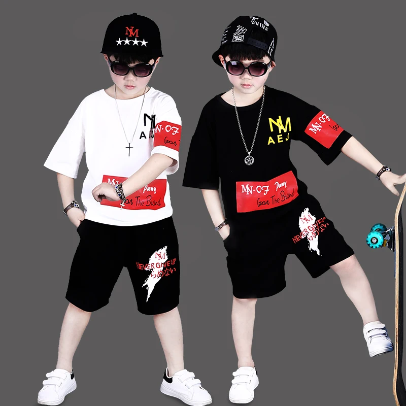 Summer New Children's Clothing Hip-hop Boy Short Sleeve Suit Performance Trends 2020 | Тематическая одежда и униформа