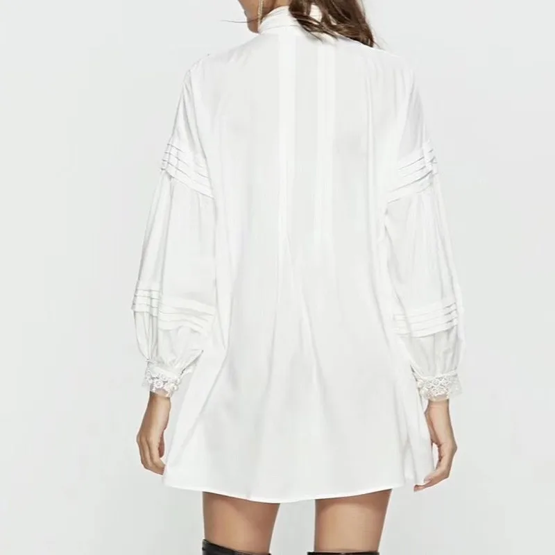 Женские платья TWOTWINSTYLE корейские модные на шнуровке с длинным рукавом и вышивкой