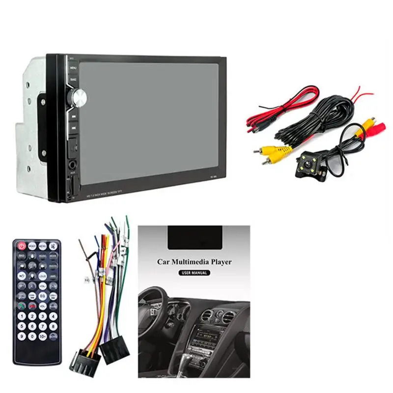 7&quot Bluetooth Car MP5 Player HandsFree Dual Ingot Mp3 Card Machine Mirror Link With Microphone Rear View HD Infrared Camera | Автомобили