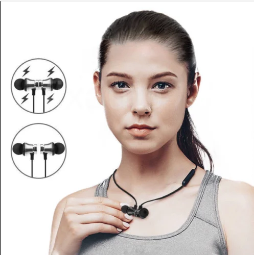 Металлические Магнитные беспроводные Bluetooth наушники Спортивная гарнитура