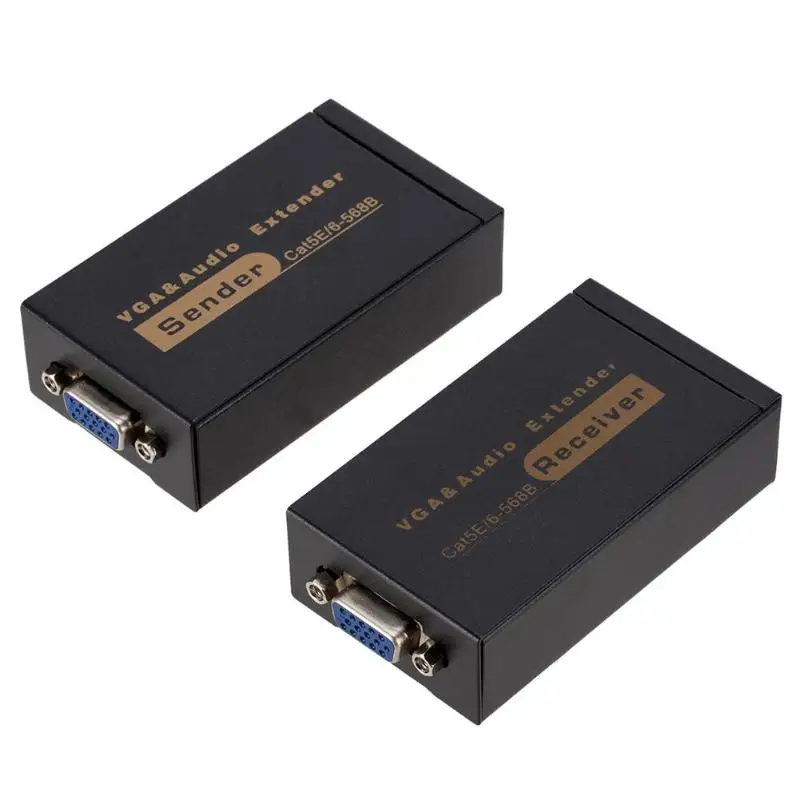 VGA Сетевой Видео удлинитель 100 м RJ45 передатчик приемник w/звуковой сигнал| |