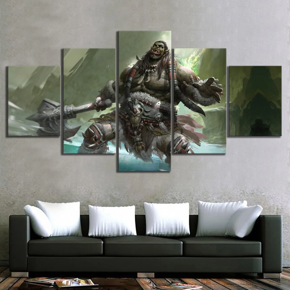 Модульная Картина на холсте для домашнего декора 5 шт. WOW Warcraft DOTA 2 Классическая