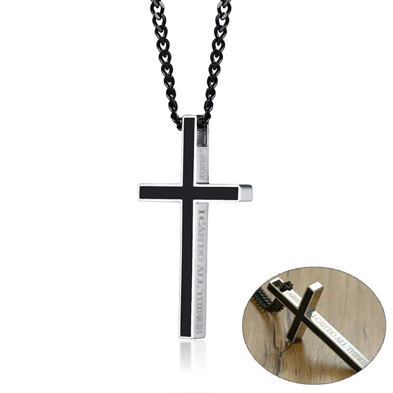 Unique Philippians 4:13 Bible Cross Necklaces for Women Man Stainless Steel Jesus Christ Prayer Unisex Religious Jewelry | Украшения и