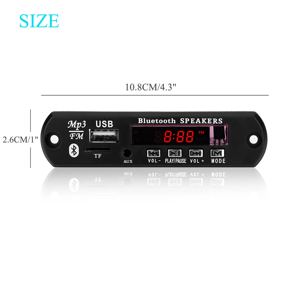 Car Bluetooth MP3 WMA WAV Decoder Board with FM Radio Audio Module TF Card USB Remote Controller(DC 5V/12V) | Электроника