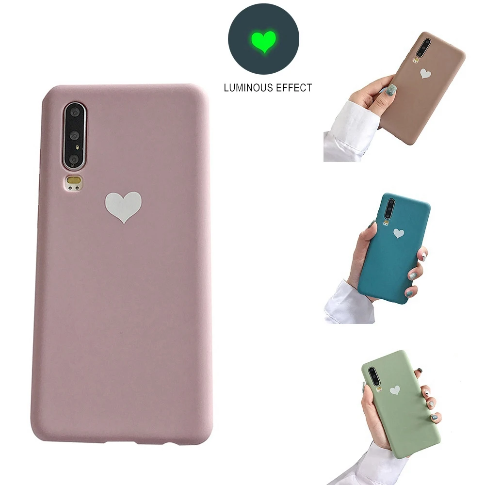 KISSCASE Световой чехол для телефона huawei P20 P30 Pro Honor V20 с узором любящего сердца Мягкие