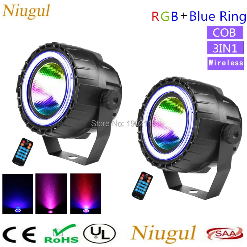 2 шт. беспроводной пульт дистанционного управления LED Par Light 30 Вт RGB 3в1 + голубое