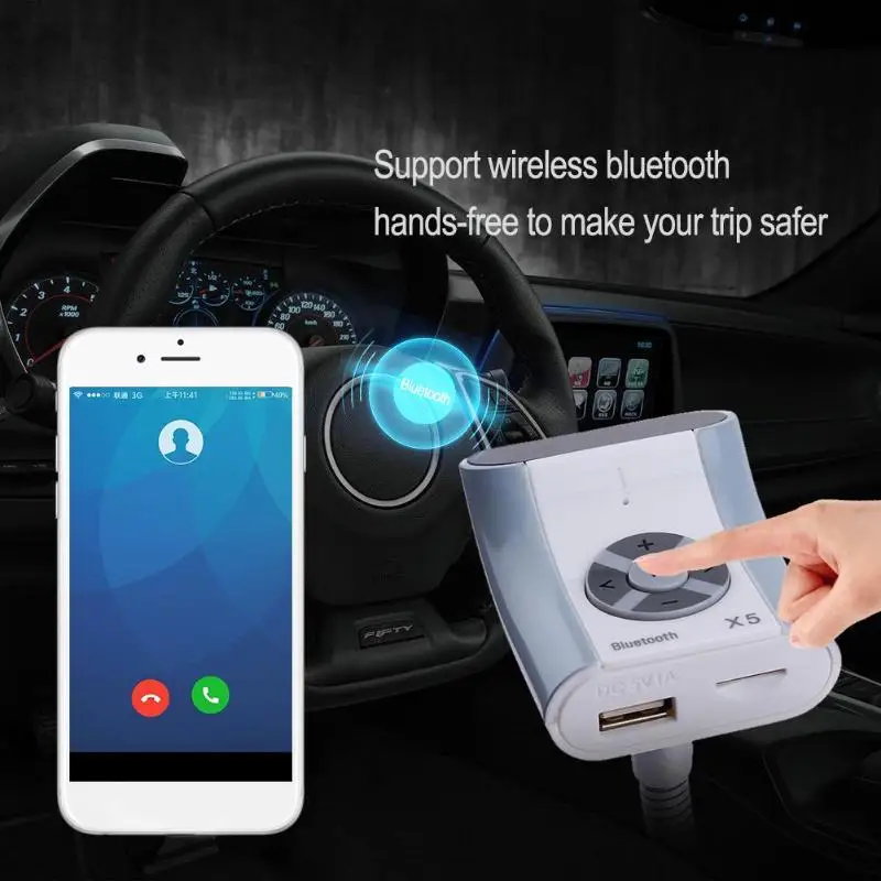 VODOOL Wireless Bluetooth Car Hands-free Kit Auto FM Transmitter TF/USB A2DP MP3 Music Charger Electronics Accessaries | Автомобили и