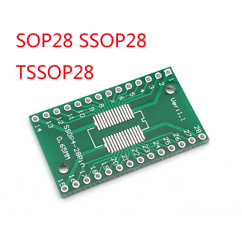 Преобразователь печатной платы SSOP28 SOP28 TSSOP28 в DIP28, 0,65/1,27 мм, 10 шт.