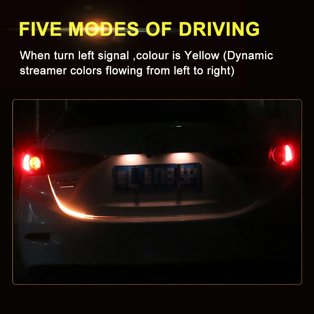 Turn Signal LED Trunk Strip Light for Car Tail Brake Tailgate DRL Daytime Running Lights Reverse Warning Lamp | Автомобили и