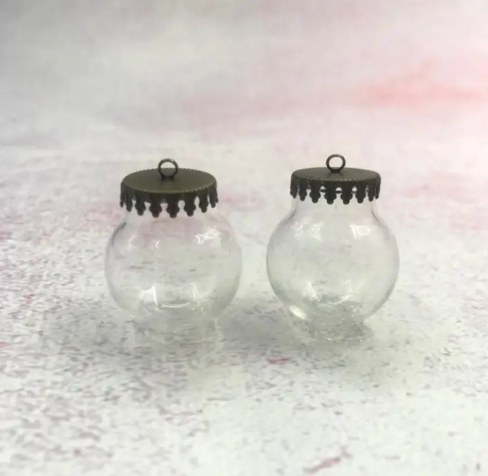 10pcs/lot 25x15mm Glass bubble orb with 6 color crown tray base set glass vials pendant globe bottle jewelry finding Gifts | Дом и сад