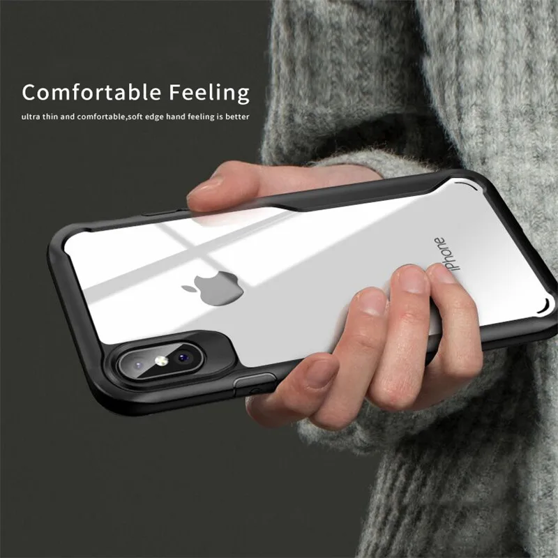 KISSCASE Прозрачный ударопрочный чехол для iphone XS X XR MAX из мягкого ТПУ чехлы телефонов