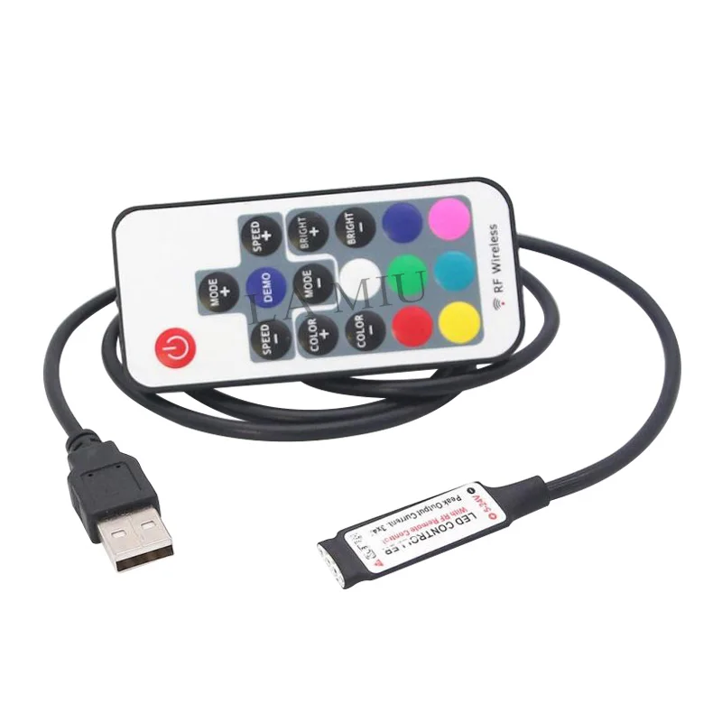 Мини LED RGB контроллер USB RF 17 клавишный удаленный беспроводной DC 5 в 12 В для 5050 3528