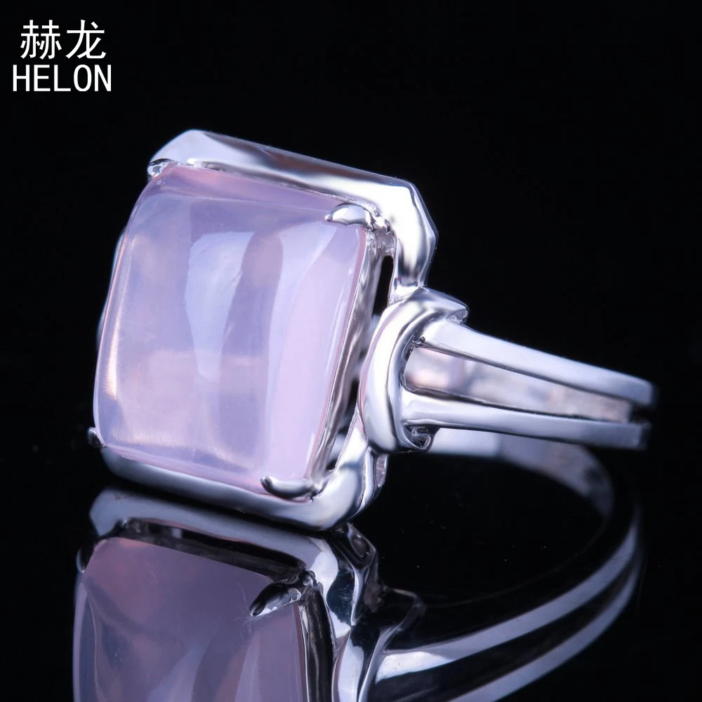 Женское кольцо из серебра 925 пробы с розовым кварцем 10x8 мм|cushion cut engagement|ring whitering gold
