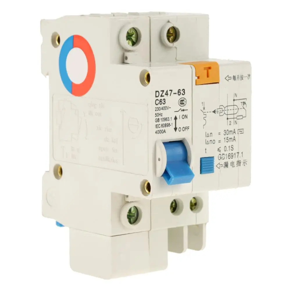DZ47LE автоматический выключатель тока 1P + N 230 V 400 50HZ 60A 4KA C Тип остаточного