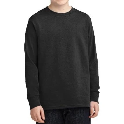 Port & Company PC54YLS Молодежные хлопковые футболки с длинным рукавом Jet Black-Small |