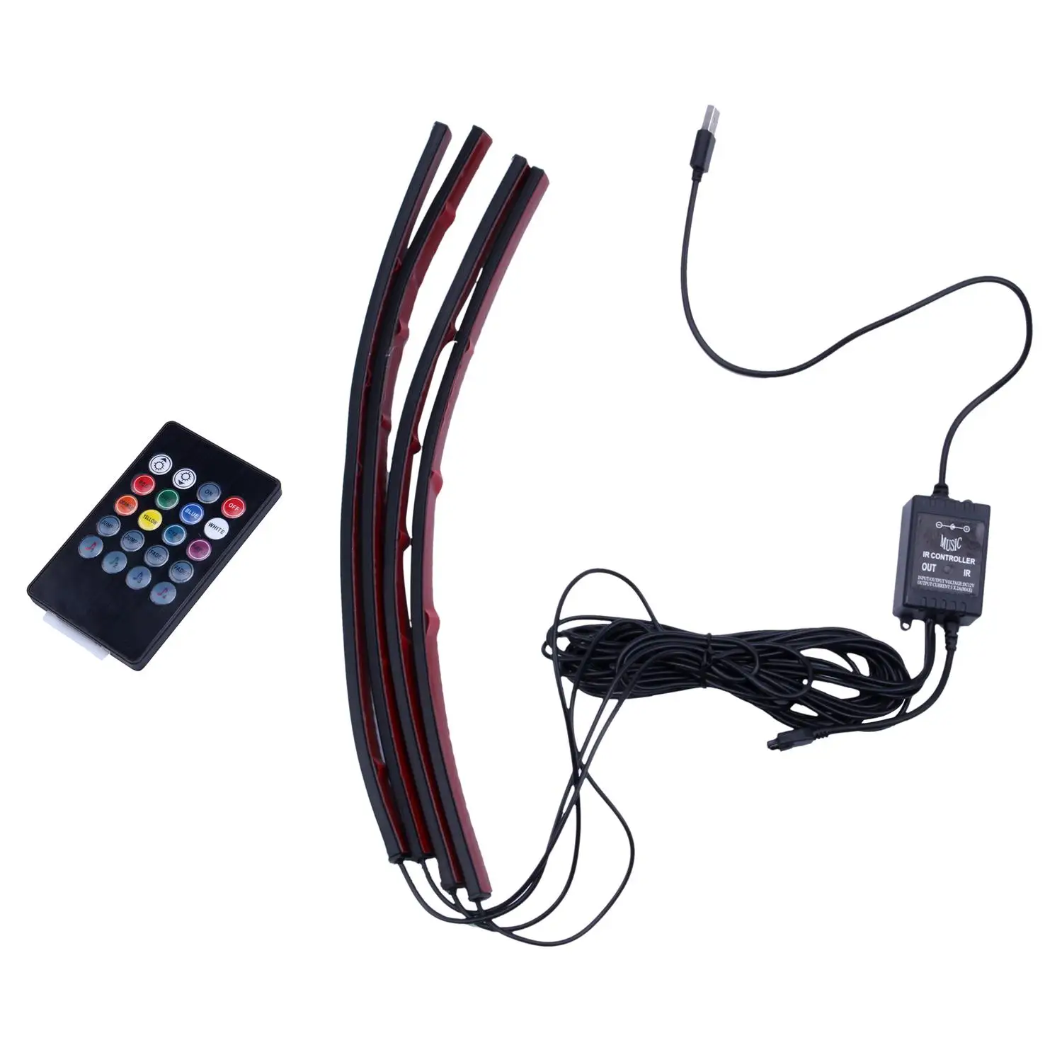 USB 4X18LED DC12V огни беспроводное управление музыкой 8 цветов RGB автомобильные