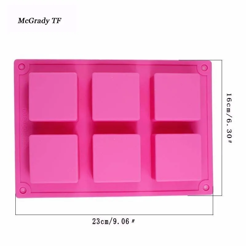 MAC Новый 16*23 см 6 полостей 3D ручной прямоугольник Площадь силикона Мыло плесень