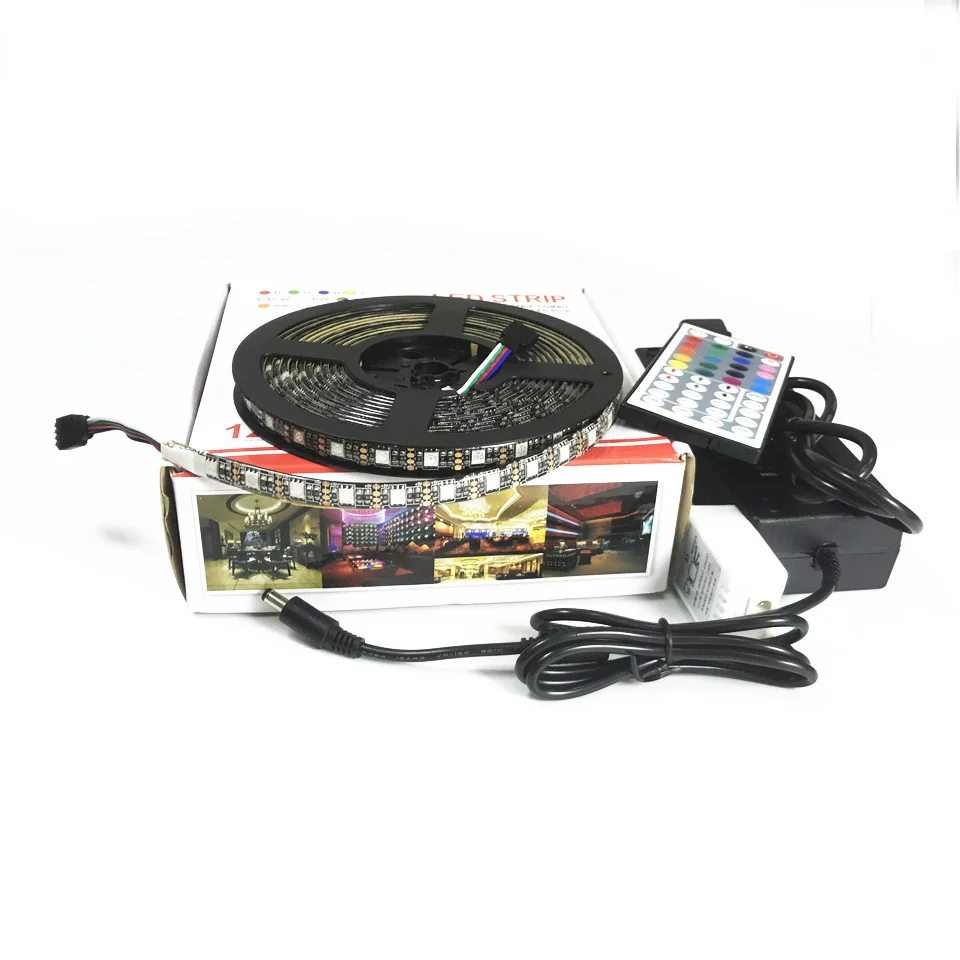 DC 12V 5M 10M 5050 SMD Светодиодная лента с адаптером питания + 44Key IR Remoter IP20/IP65