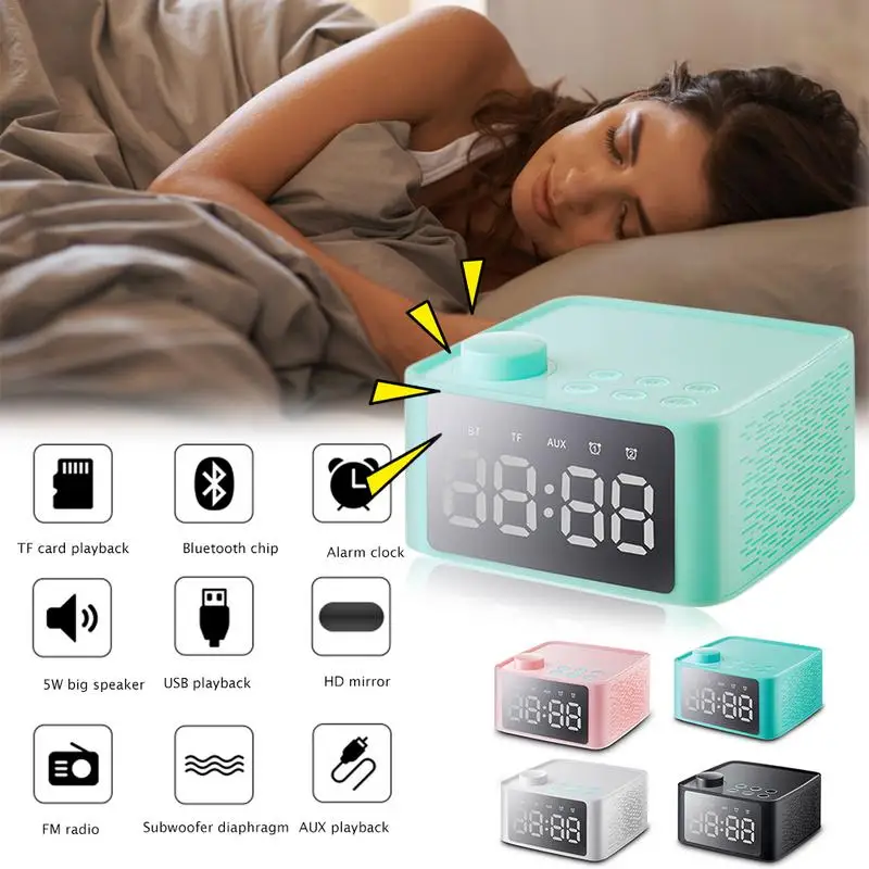 Bluetooth динамик с подставкой двойной будильник радио карта сабвуфер Настольный
